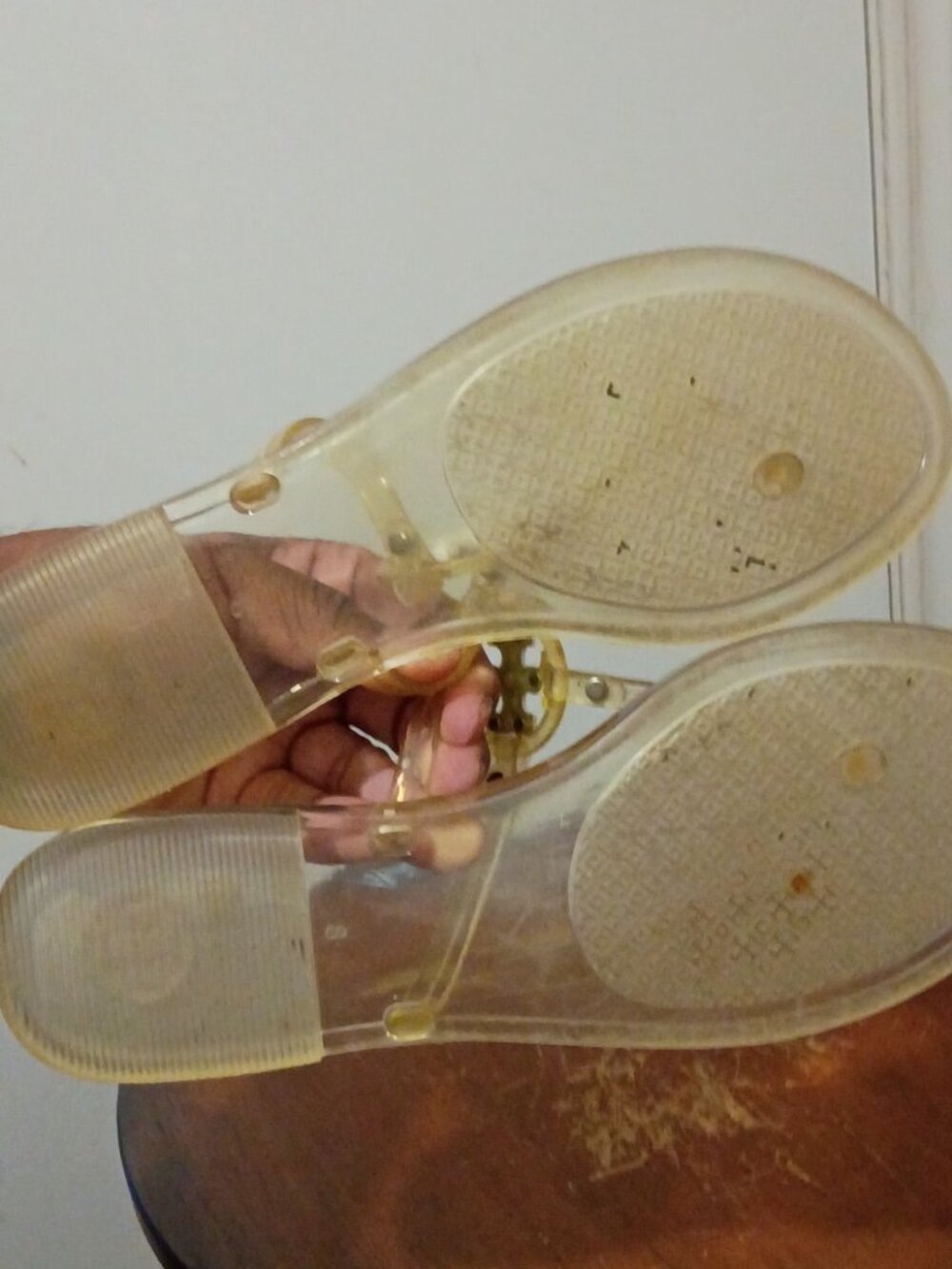Tory Burch Women's Mini Miller Jelly Thong Sandal Clear & White - Size 8 - Picture 12 of 12